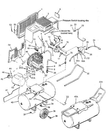 Air compressor diagram (view from back)