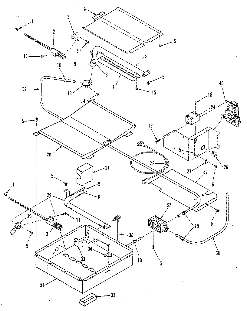 Broiler and oven burner section