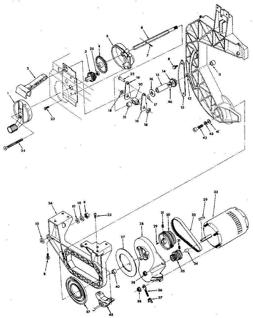 FIGURE 3 - BEVEL DRIVE AND MOTOR MOUNT ASSEMBLY