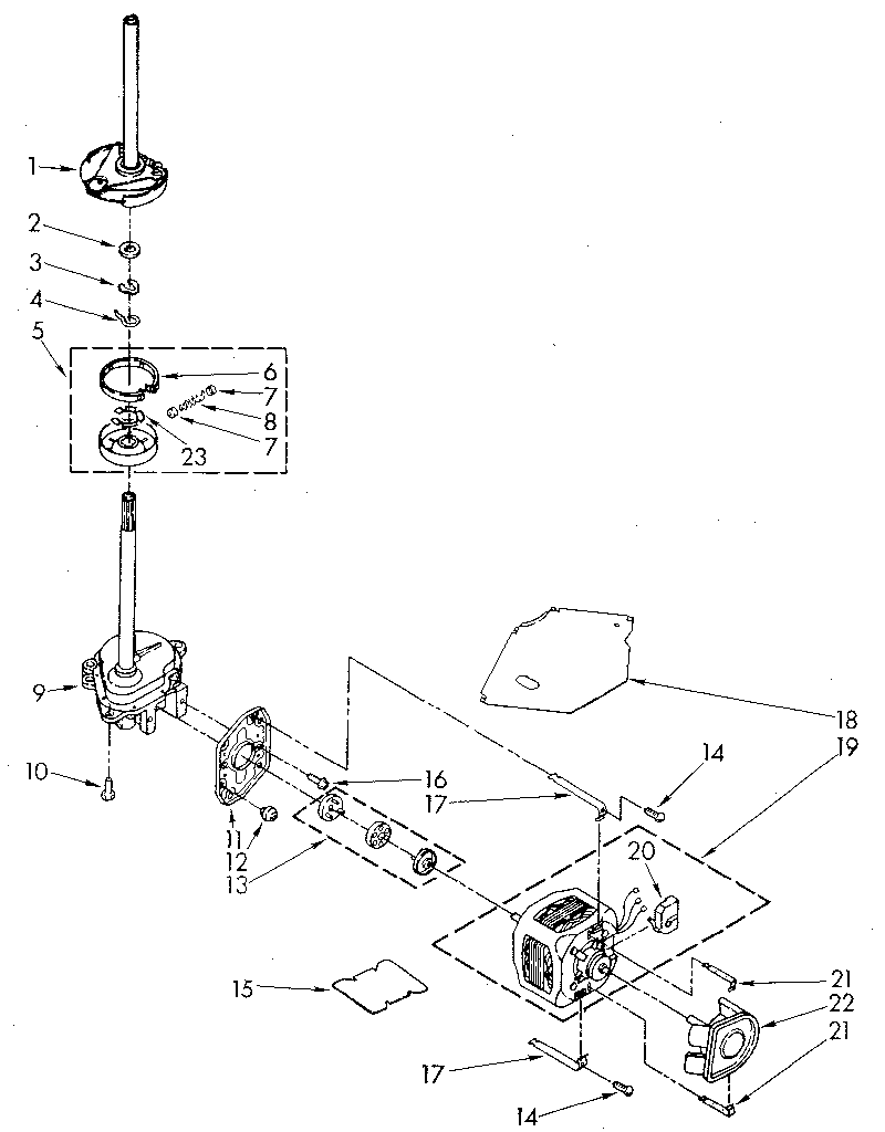 Brake, clutch, gearcase, motor and pump