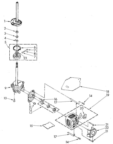 Brake, clutch, gearcase, motor and pump