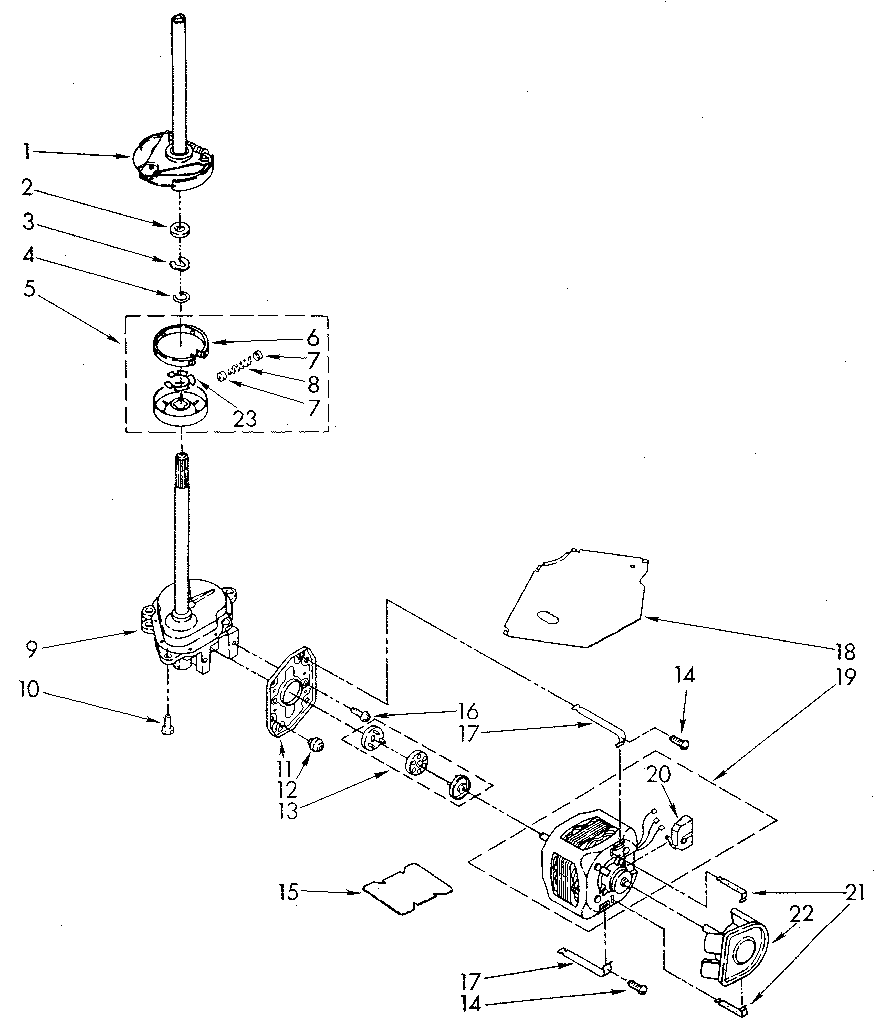 Brake, clutch, gearcase, motor and pump