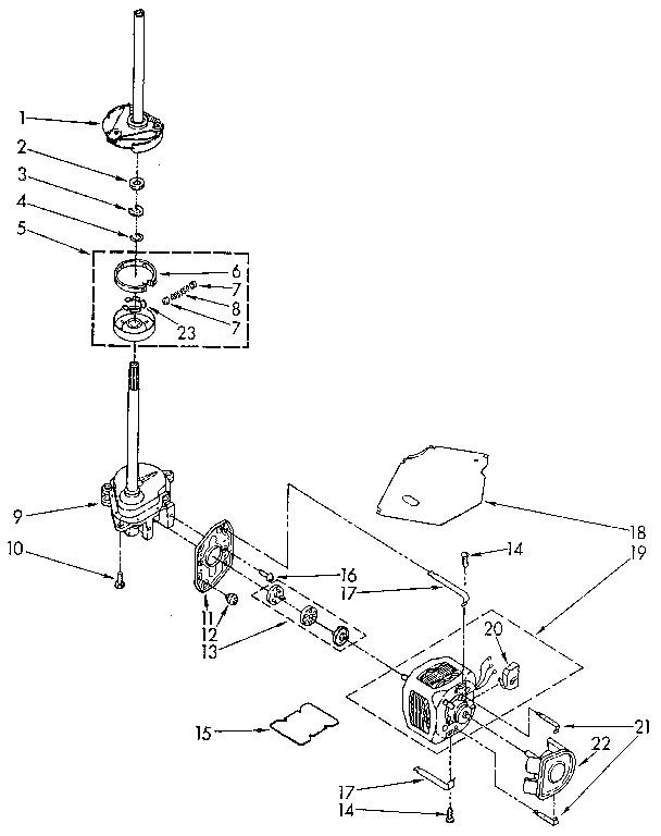 Brake, clutch, gearcase, motor and pump