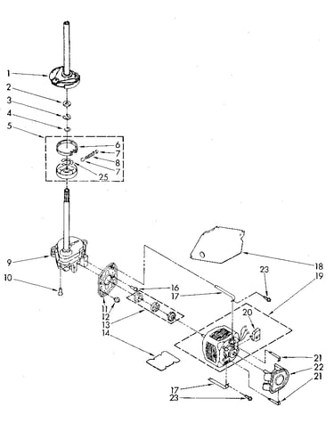 Brake, clutch, gearcase, motor and pump