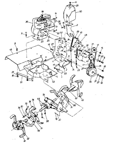 Tine shield and engine assembly