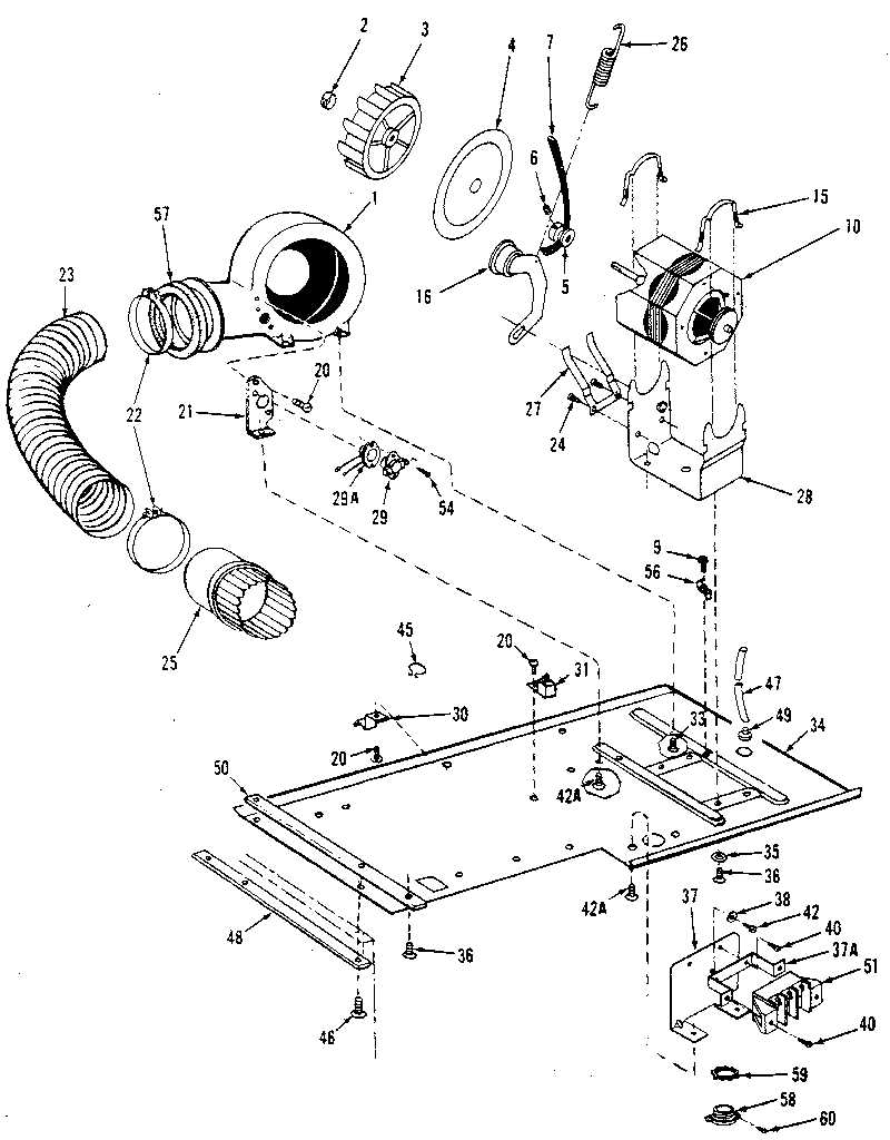 Dryer motor, blower, belt