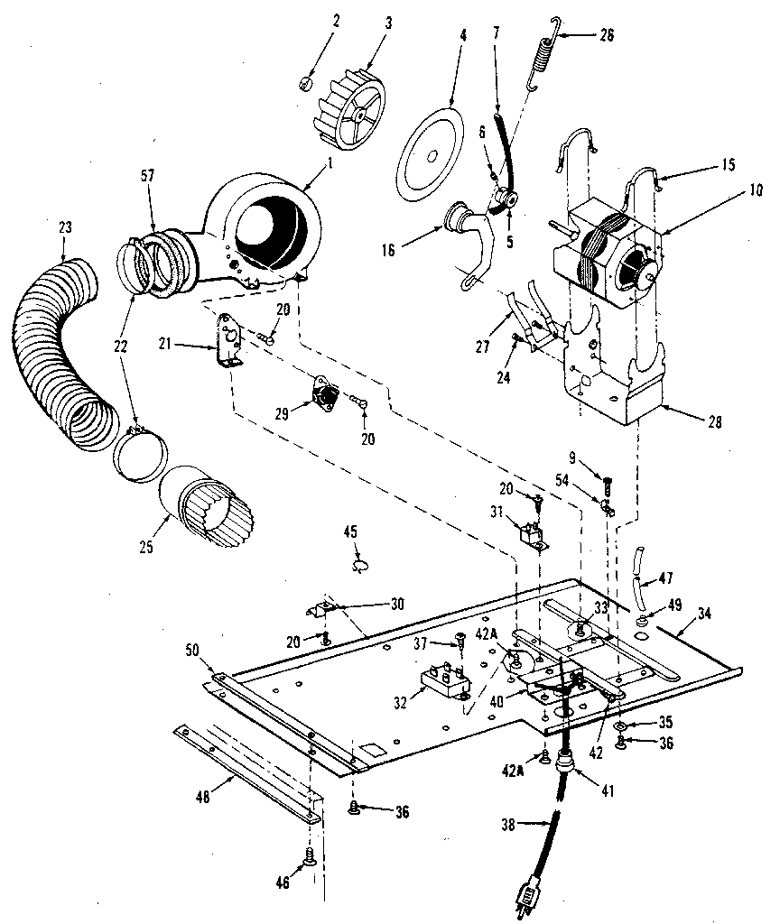 Dryer motor, blower, belt
