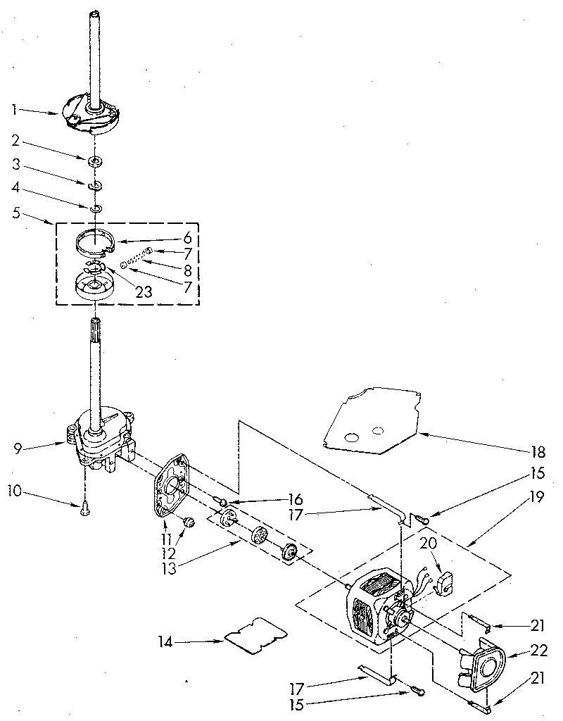 Brake, clutch, gearcase, motor and pump