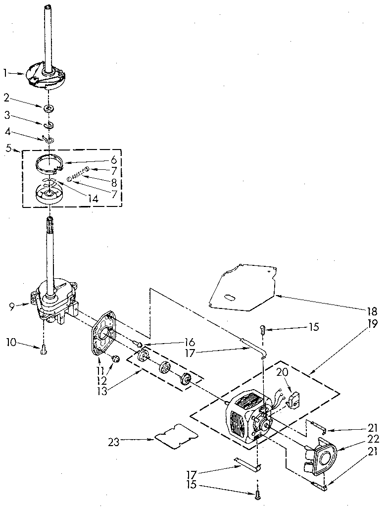 Brake, clutch, gearcase, motor and pump