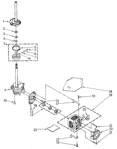Brake, clutch, gearcase, motor and pump