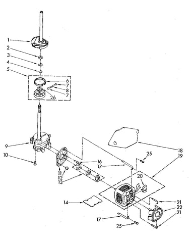 Brake, clutch, gearcase, motor and pump