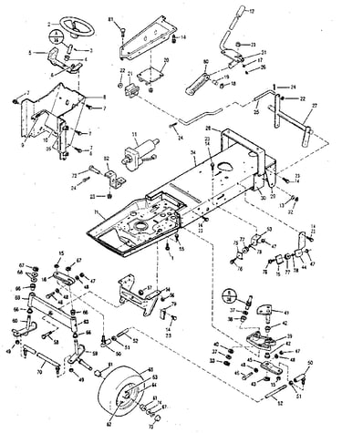 Frame, lift and steering assembly
