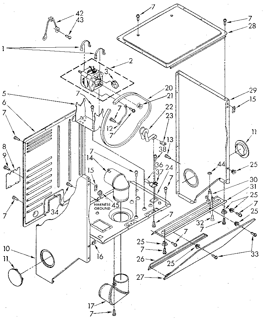 Dryer cabinet and motor