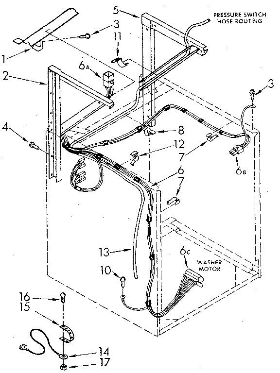Dryer supports and washer cabinet harness