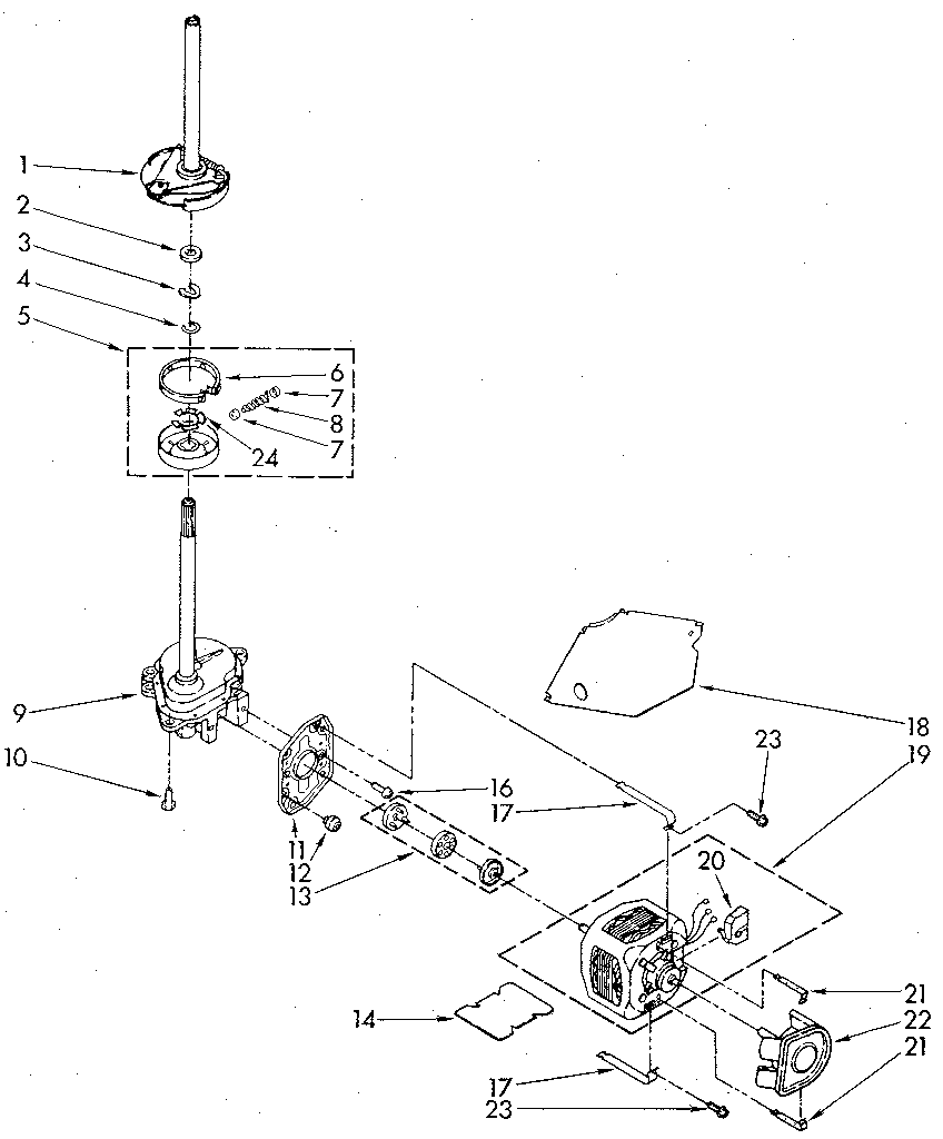 Brake, clutch, gearcase, motor and pump