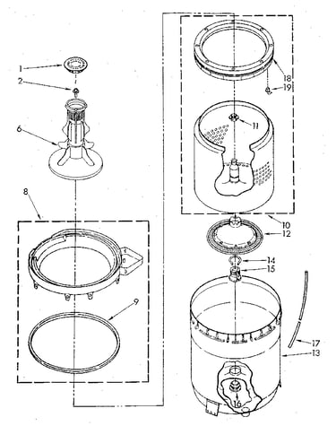 Agitator, basket and tub