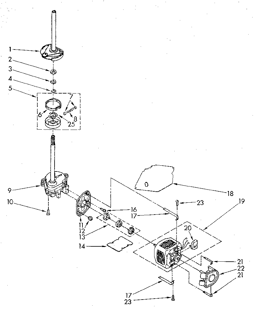 Brake, clutch, gearcase, motor and pump