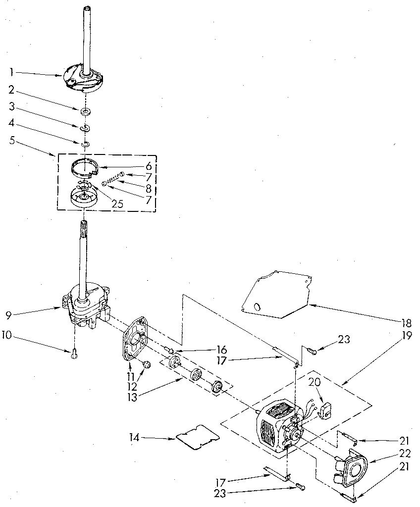 Brake, clutch, gearcase, motor and pump