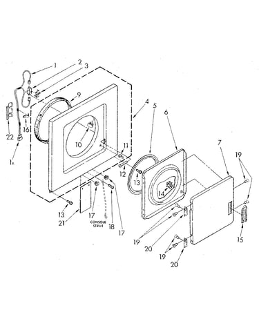 Dryer front panel and door