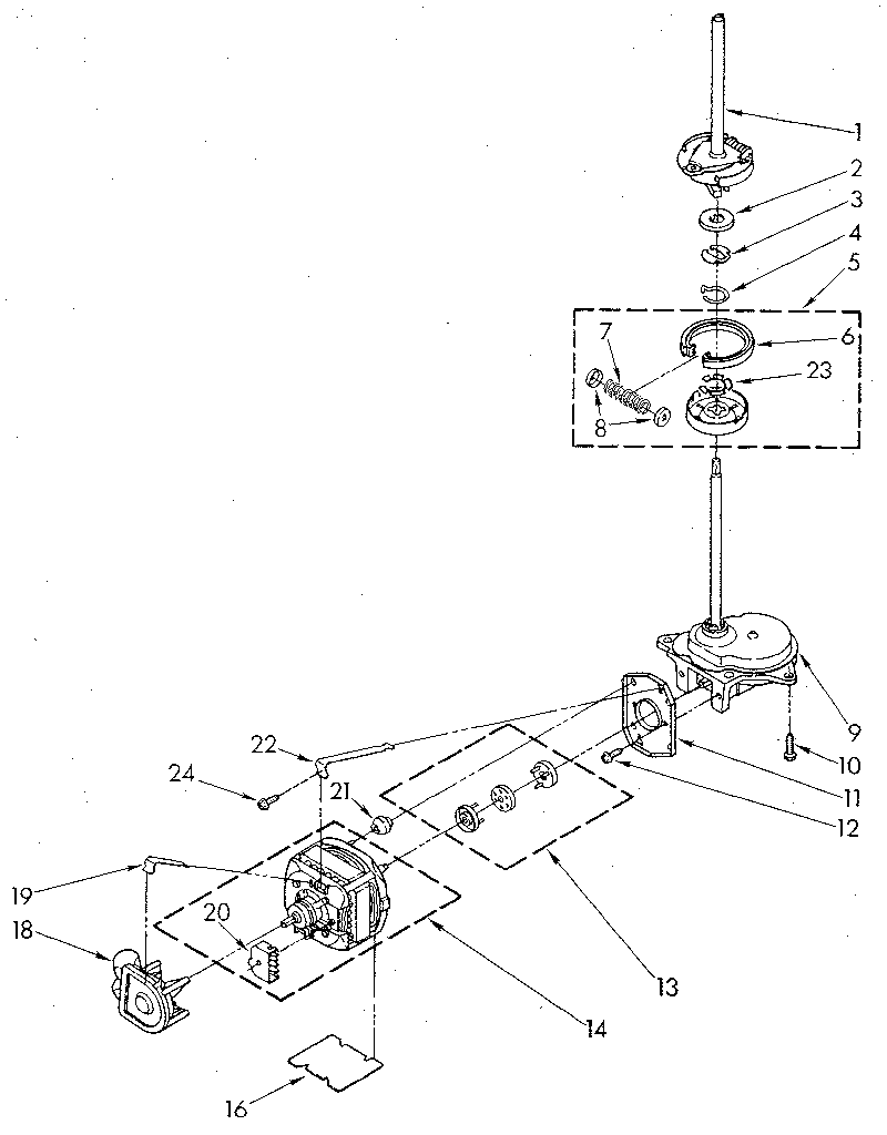 Brake, clutch, gearcase, motor and pump