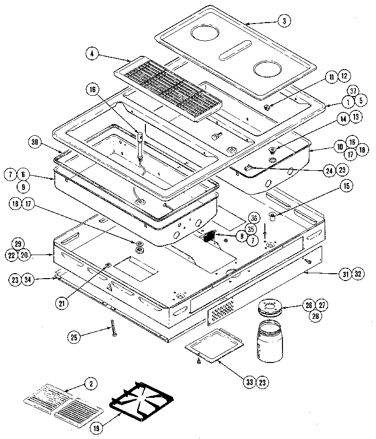Top/burner box assembly