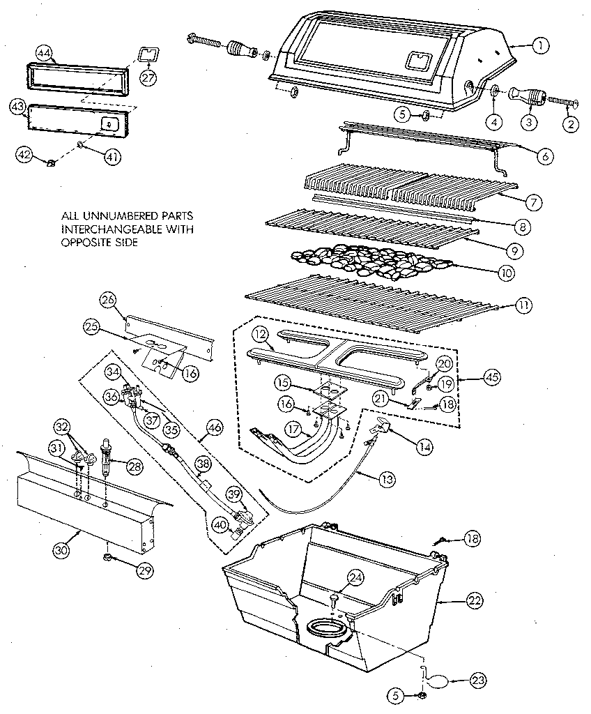 Grill and burner section
