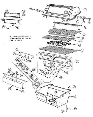 Grill and burner section