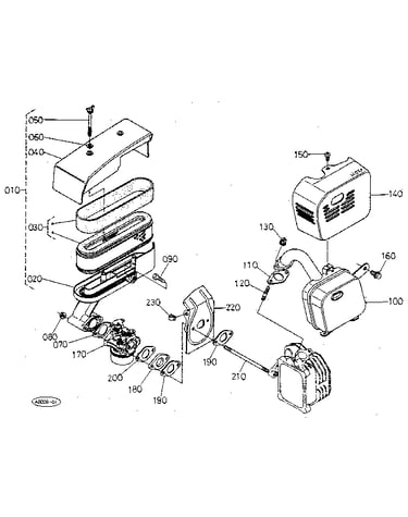 Air cleaner - muffler - carburetor