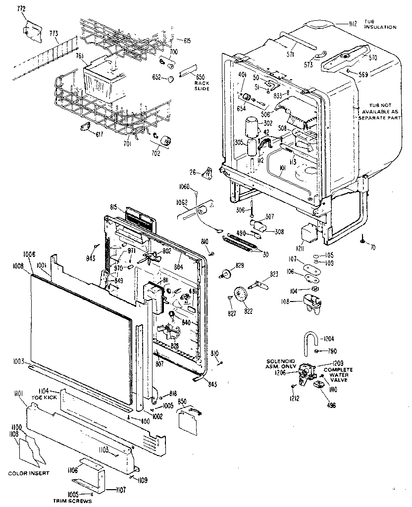 TUB AND DOOR ASSEMBLY