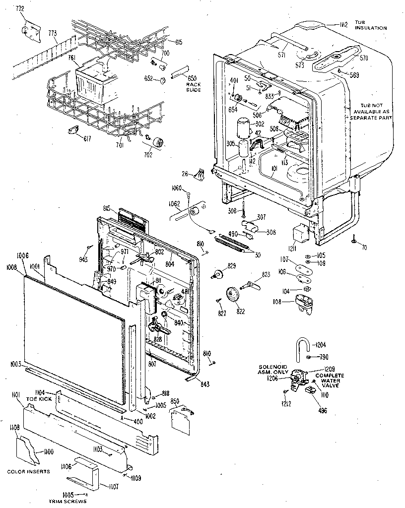 TUB AND DOOR ASSEMBLY