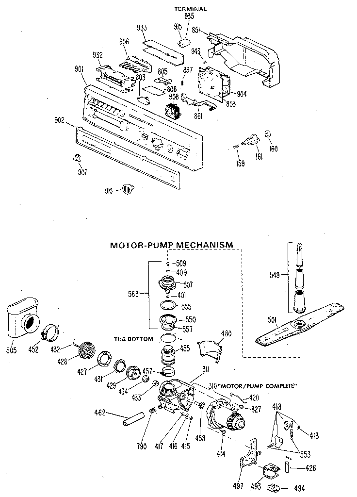 Control panel and motor-pump assembly