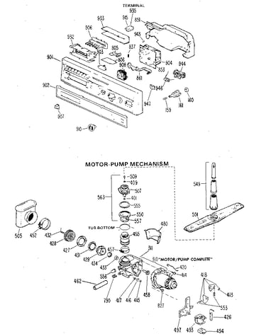 Control panel and motor-pump assembly
