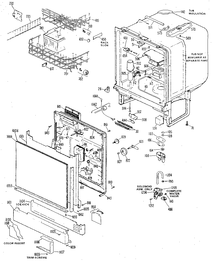 Tub and door assembly
