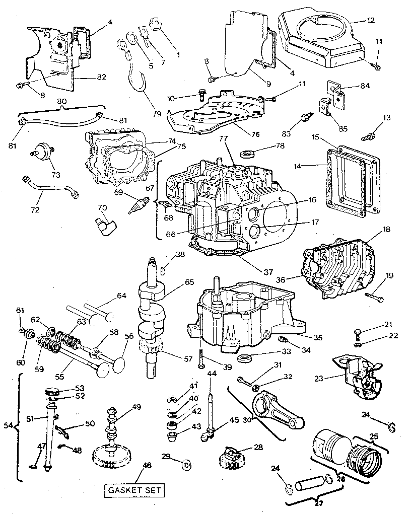 Cylinder, crankshaft and engine base group