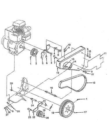 Detail "b" - belt guard and pulley assembly