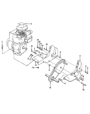 Detail "e" - transmission and tine shield assembly