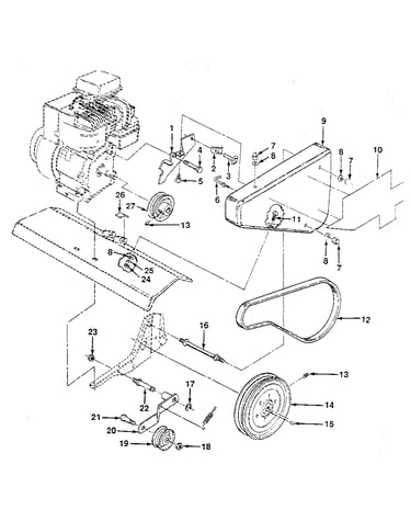 Detail "b" - belt guard and pulley assembly