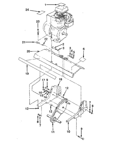 Detail "e" - transmission and tine shield assembly