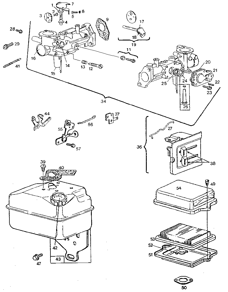 Detail "b" - engine, rear