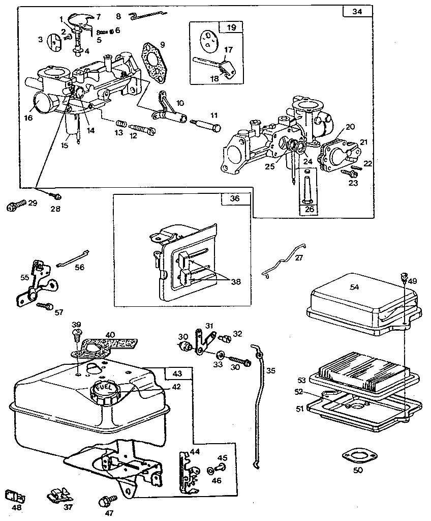 Detail "b" - engine, rear