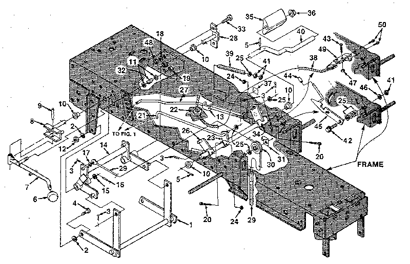 FIG. 5 LIFT, BRAKE AND CLUTCH LINKAGE