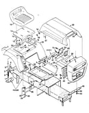Cowlings, rear fender and seat assembly