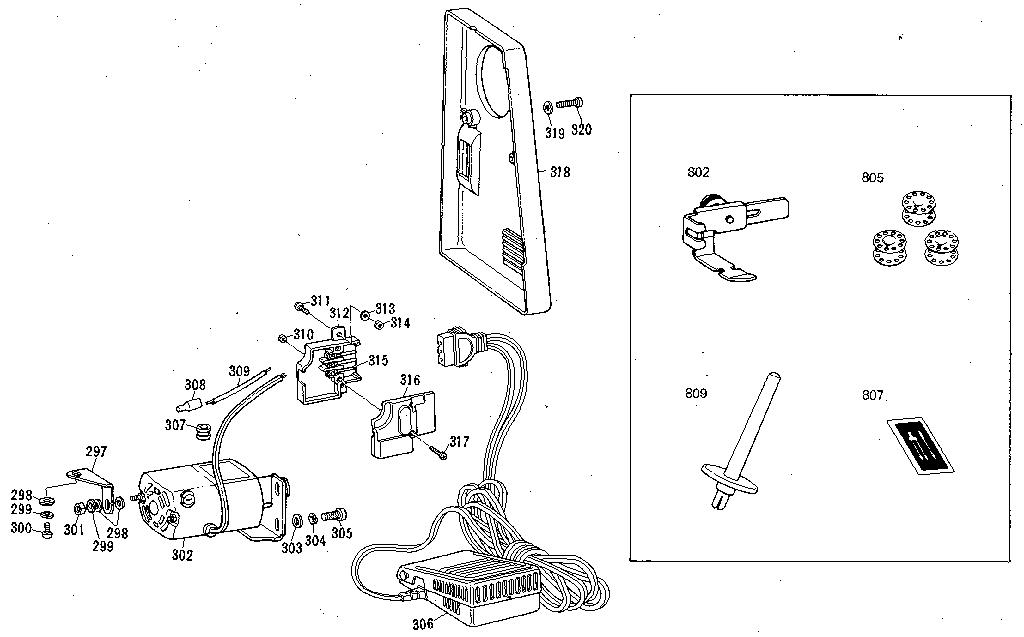 Motor and attachment parts