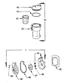 Pump, hair, and lint pot assemblies