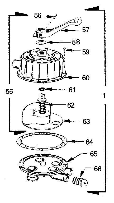 Backwash valve complete assembly