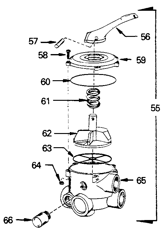 Backwash valve complete assembly