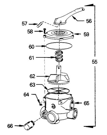 Backwash valve complete assembly