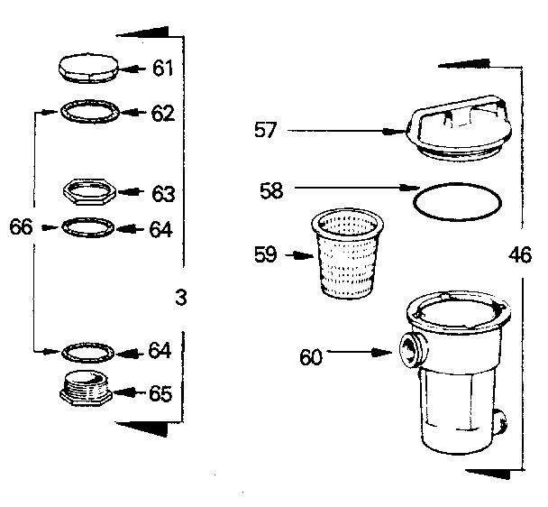 Hair and lint pot/fillport complete assembly
