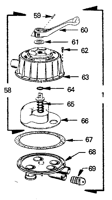 Backwash valve complete assembly