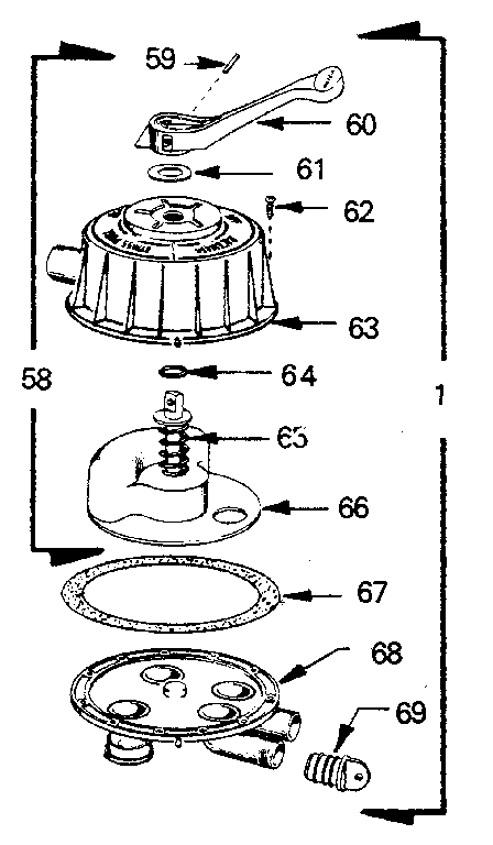 Backwash valve complete assembly